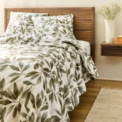 Housse de couette en coton motif végétal 240x220cm - vert