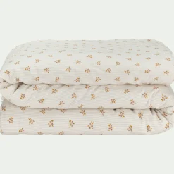 Housse de couette en lin et coton motif argan 240x220cm - jaune