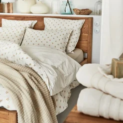 Housse de couette en lin et coton motif argan 240x220cm - jaune