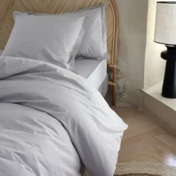 Housse de couette en percale de coton 240x220cm - gris perle