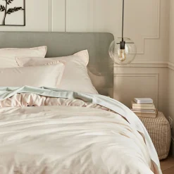 Housse de couette en satin lavé 240x220cm - rose pétale