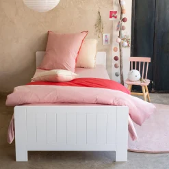 Housse de couette enfant 140x200cm et 1 taie d'oreiller 63x63cm en coton - rose