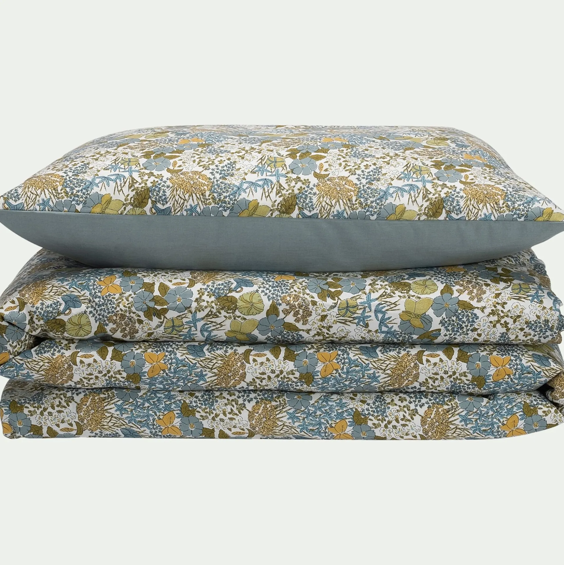 Housse de couette enfant 140x200cm et 1 taie d'oreiller 65x65cm en coton - motifs butine nuit