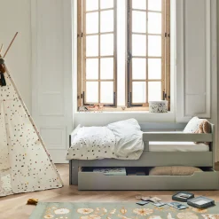 Housse de couette enfant 120x140cm et 1 taie d'oreiller 35x45cm - motifs cabanes