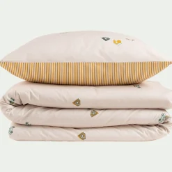 Housse de couette enfant 140x200cm et 1 taie d'oreiller 65x65cm en coton - motifs fantaisie