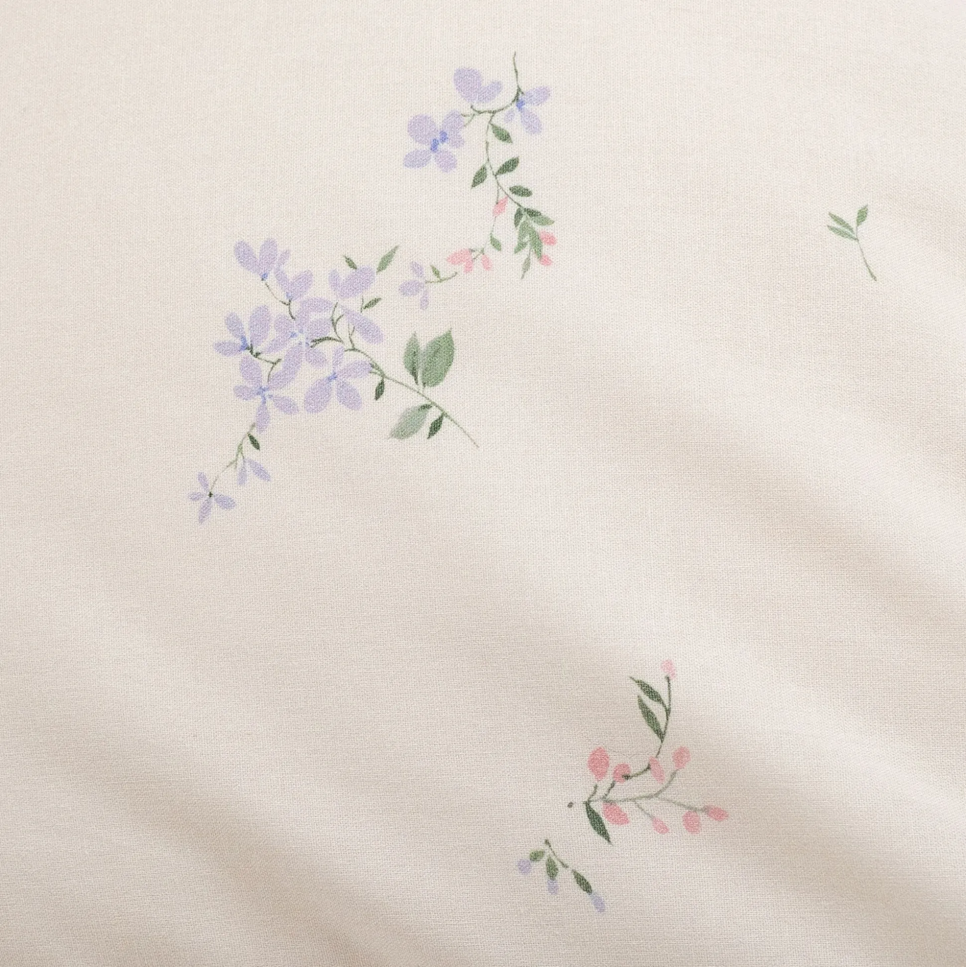 Housse de couette enfant 140x200cm et 1 taie d'oreiller 63x63cm motif floral en coton - beige ficelle