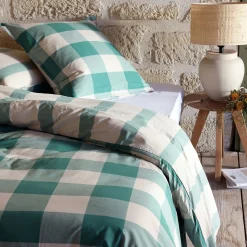 Housse de couette 240x220cm et 2 taies d'oreiller 63x63cm en coton lavé - vert