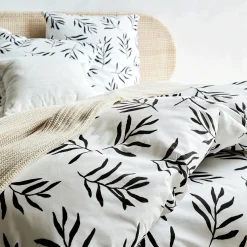 Housse de couette 240x220cm et 2 taies d'oreiller 63x63cm en coton - motifs branches d'aloyse
