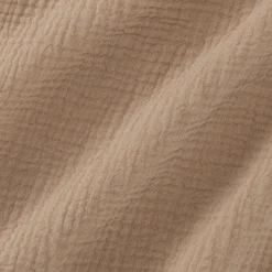 Housse de couette 260x240cm et 2 taies d'oreiller 63x63cm en double gaze de coton - beige alpilles