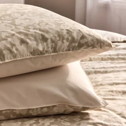 Housse de couette 240x220cm et 2 taies d'oreiller 63x63cm en percale de coton motif floral - beige