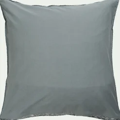 Housse de couette 240x220cm et 2 taies d'oreiller 63x63cm en coton lavé - bleu