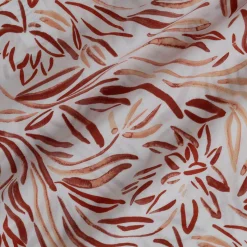 Housse de couette 240x220cm et 2 taies d'oreiller 63x63cm en coton lavé motif floral abstrait - marron