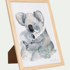Image aquarelle encadrée famille de koalas - A4