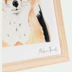 Image aquarelle encadrée famille de renards - A4