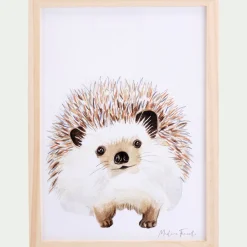 Image aquarelle encadrée Hérisson - A4