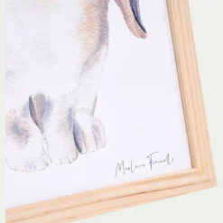 Image aquarelle encadrée Lapin bélier - A4