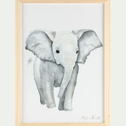 Image aquarelle encadrée Éléphant - A4