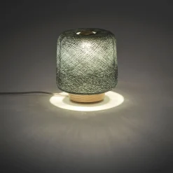 Lampe à poser en hêtre H16cm - vert de gris