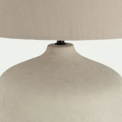 Lampe à poser électrifiée en céramique et coton D38cm - beige