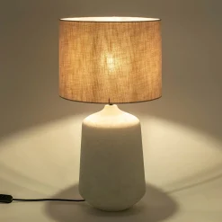 Lampe à poser électrifiée en céramique et coton D38cm - beige