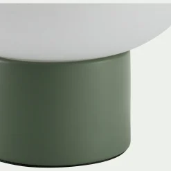 Lampe à poser électrifiée en verre et en fer - vert