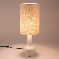 Lampe à poser électrifiée en céramique et coton H73cm - blanc
