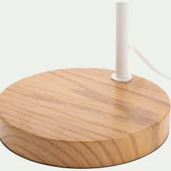 Lampe à poser électrifiée en bois et métal D41,5cm - blanc