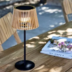 Lampe à poser solaire en bambou H36cm - naturel