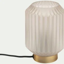 Lampe de table en verre et acier H17cm - blanc