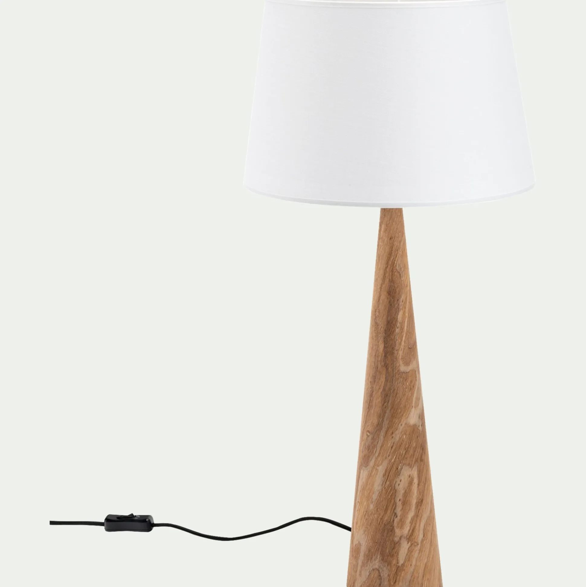 Lampe en métal effet bois clair et coton - blanc