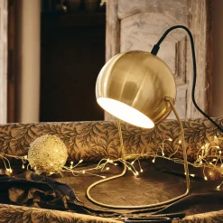 Lampe ronde en métal doré H26cm