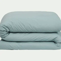 Linge de lit uni en coton - bleu calaluna
