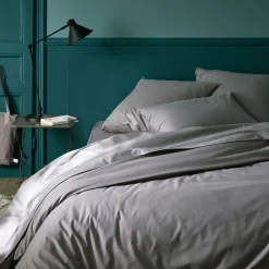 Linge de lit uni en coton - gris restanque