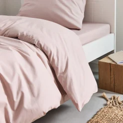 Linge de lit uni en coton - rose rosa