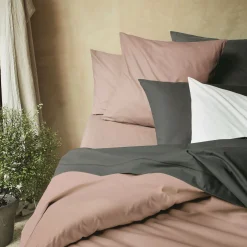 Linge de lit uni en coton - rose rosa