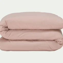 Linge de lit uni en coton - rose rosa