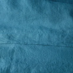 Linge de lit uni en lin lavé - bleu figuerolles