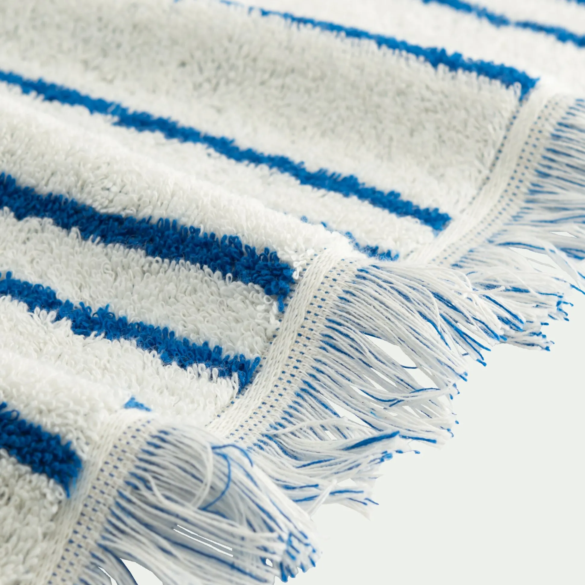 Linge de toilette à rayures en coton - bleu