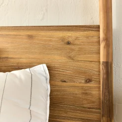 Lit 2 places à baldaquin en acacia massif 160x200cm - bois clair