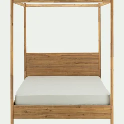 Lit 2 places à baldaquin en acacia massif 160x200cm - bois clair