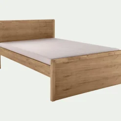Lit 2 places avec tête de lit en acacia 160x200cm - bois clair