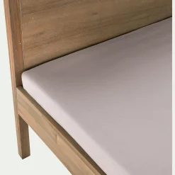 Lit 2 places avec tête de lit en acacia 160x200cm - bois clair