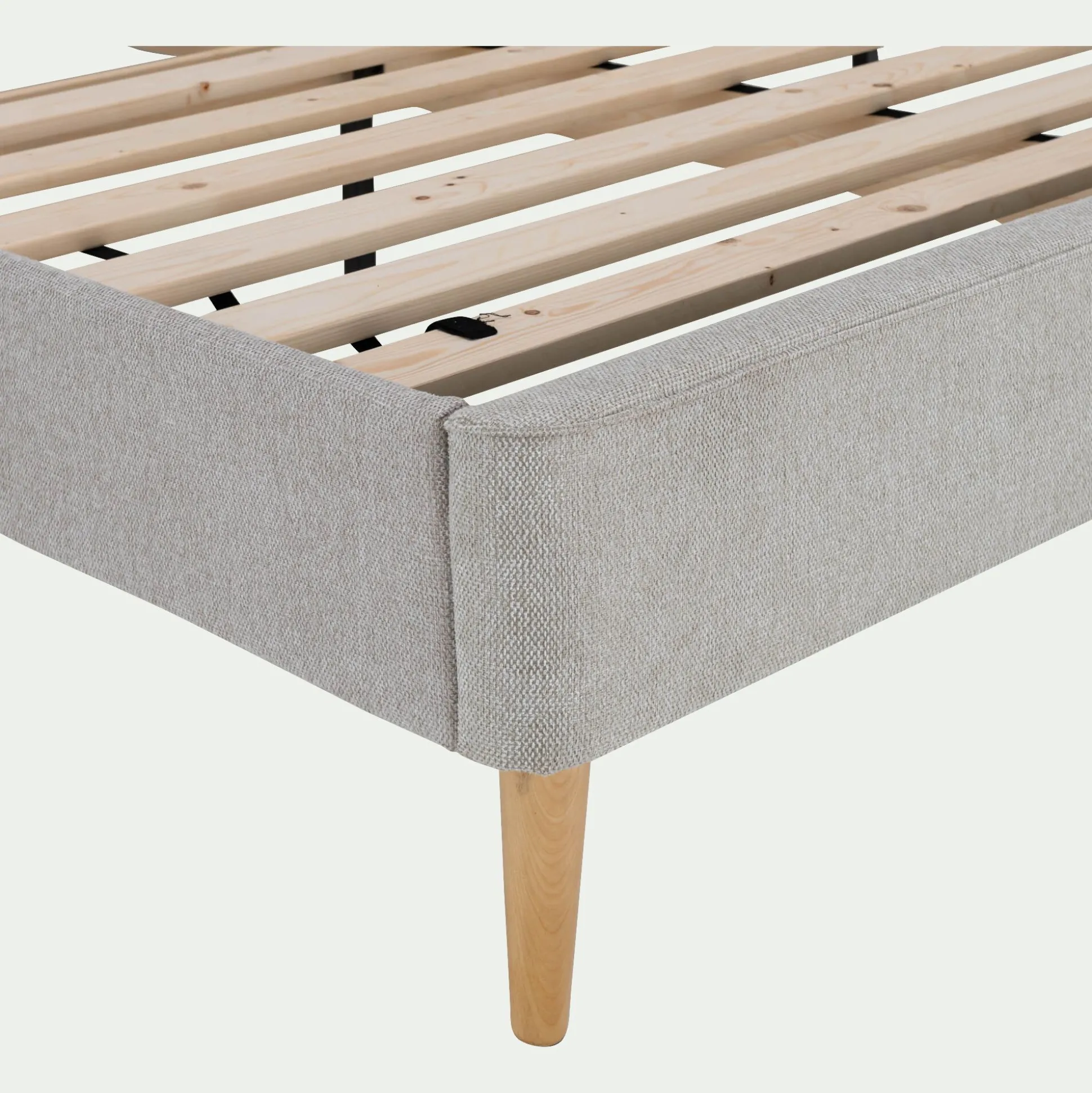 Lit 2 places avec tête de lit en tissu 160x200cm - gris