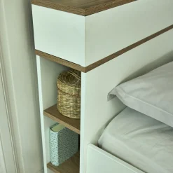 Lit 2 places avec tête de lit en bois 140x200cm - blanc