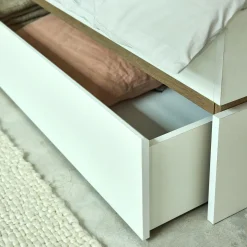 Lit 2 places avec tête de lit en bois 140x200cm - blanc