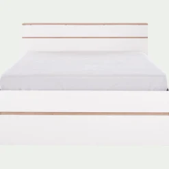 Lit 2 places avec tête de lit en bois 140x200cm - blanc