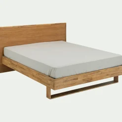 Lit 2 places avec tête de lit en bois d'acacia 160x200cm - bois clair