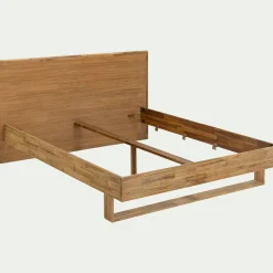 Lit 2 places avec tête de lit en bois d'acacia 160x200cm - bois clair