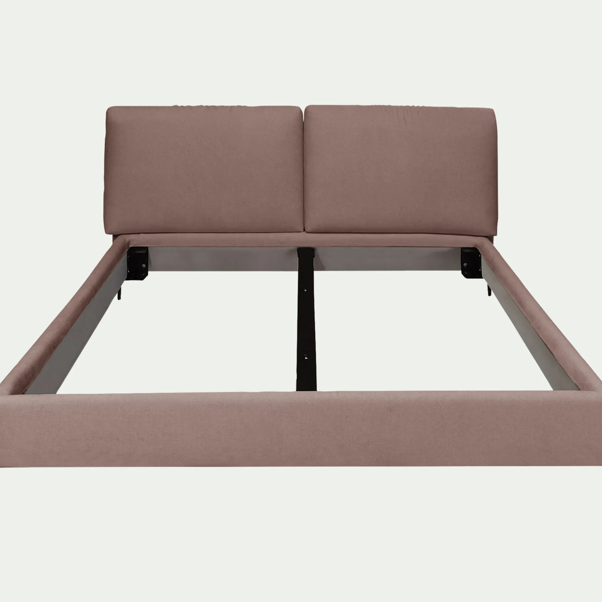 Lit 2 places avec tête de lit en tissu doux 180x200cm - brun rustrel