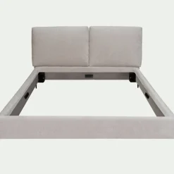 Lit 2 places avec tête de lit en velours 140x200cm - blanc écru